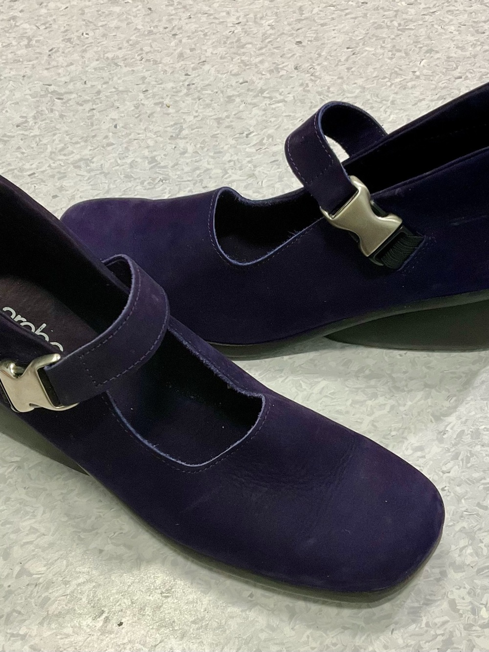 Arche Purple Suede Mary Jane Clogs with Buckle